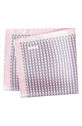 Eton Interlock Print Silk Twill Pocket Square in Medium Pink at Nordstrom
