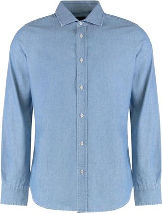 Moorer Denim Shirt - Heren - Casual Overhemden - Blauw - M - Denim - Overhemden