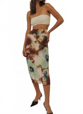Free People Mesh Sunset Maxi Skirt In Moss Combo