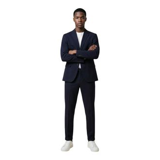 Mulish Blue Cotton Two-Piece Mens Suit