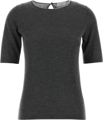 Brunello Cucinelli Kasjmier T-shirt - Grijs