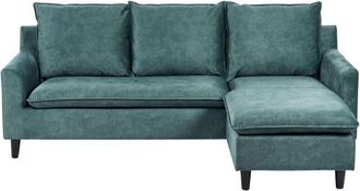Beliani Corner Sofa 3 Seater ELVENES Velvet Teal Left Hand