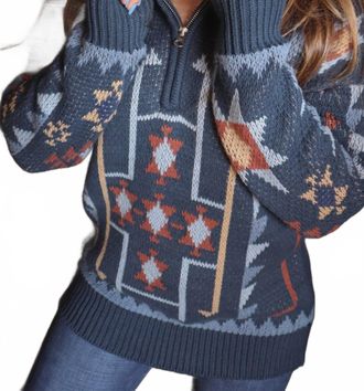 Tasha Polizzi Banner Elk Quarter Zip Sweater In Blue