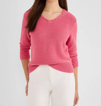Nic+Zoe Edged Pop Stitch Sweater In Raspberry
