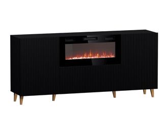 Mirjan24 Mobilier1 - Aparador Levmari 104, Negro + Dorado, 83x181cm, N&uacute;mero De Puertas: 042cm, Mdf, Aglomerado Laminado, Led