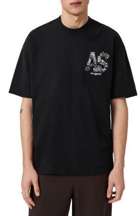 AllSaints Mixtape Cotton Graphic T-Shirt in Jet Black at Nordstrom, Size Large
