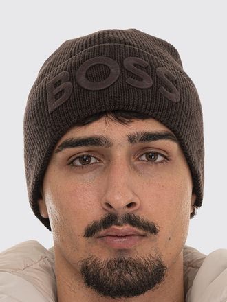 HUGO BOSS Ribbed Wool-Blend Knit Beanie Hat with Embroidered Logo