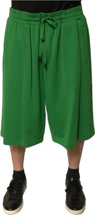 Dolce & Gabbana Groene Katoenmix Bermuda Shorts - Heren - Korte Broeken - Groen - 5XL - Katoen - Korte Broeken
