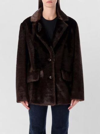 Stand Studio eco mink blazer coat oversized shoulders