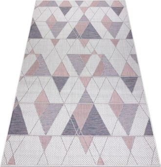 RugsX Rugsx - Carpet sisal sion Geometric, Triangles 3006 Flat woven ecru / pink multicolour 120x170 cm