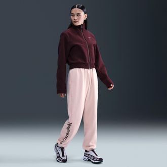 Nike Womens Nike Sportswear Phoenix Fleece High-Waisted Oversized Pants in Pink | IQ8024-667