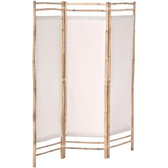 Beliani 3 Panel Room Divider Light Brown Bamboo 135 x 160 Natural Wood Partition Japandi Organic Screen Bedroom Screen ALBEROBELLO
