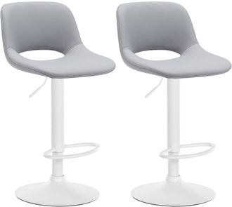 Clp Clp - Set Di 2 Sgabelli Da Bar Camden In Similpelle Grigio Metallo Bianco Opaco