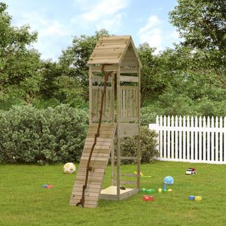 vidaXL Casa De Juegos Con Pared Escalada De Madera Impregnada De Pino Vidaxl