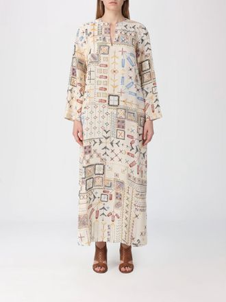 Momoni Ethnic Print Silk Midi Dress