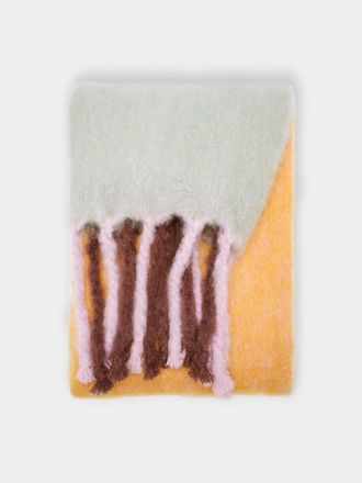 Lena Rewell Handwoven Checked Mohair Blanket (Lilac/Yellow) (71in/1.8m)