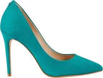 Cosmoparis Schoenen, Dames, Groen, 36 EU, Leer, Chique pumps met puntneus in abrikoos nubuck