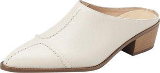 Generic Womens Pointed Toe Mule Sandals, Polyurethane Upper, Brown and White, 3cm Chunky Heel, Casual Outdoor Slip-On Shoes