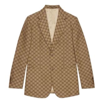 Gucci GG Supreme Linen Formal Jacket Beige Ebony 742607-ZAM7G-2580