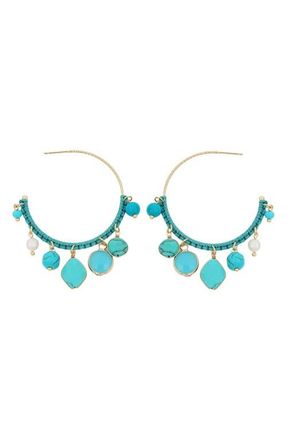 Panacea Mutli Stone Hoop Earrings in Turquoise at Nordstrom