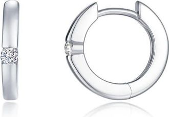 Lafonn Kate Simulated Diamond Huggie Hoop Earrings in Silver at Nordstrom