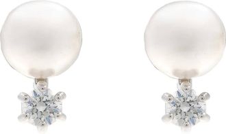 Swarovski Matrix Pierced Earrings Studs Rhodium Shiny White
