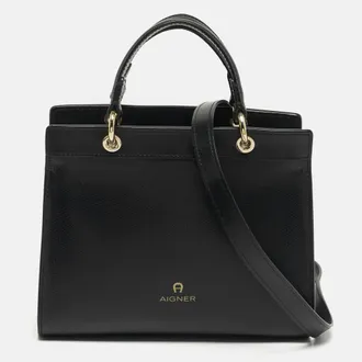 Aigner Carol Mini Black Leather Tote