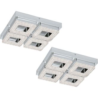 Loops 2 PACK Wall Flush Ceiling Light Chrome Shade Chrome Clear Crystal LED 4x4W