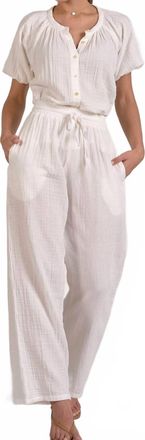 Elan Gauze Smocked Pants In White