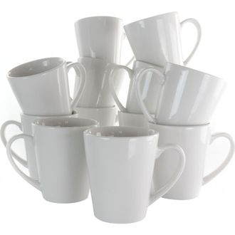 Elama Holt 12 Piece 10 Ounce Porcelain Mug Set in White at Nordstrom