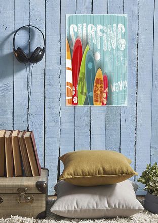 Queence Metallbild »Surfing Waves« 1 Stk. tlg. Stahlschilder