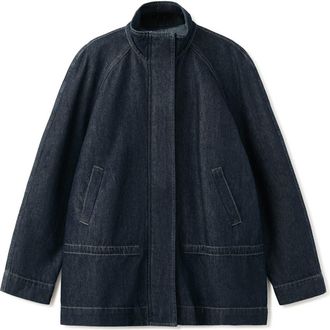 Mango Gathered Waist Denim Parka in Open Blue at Nordstrom, Size X-Large