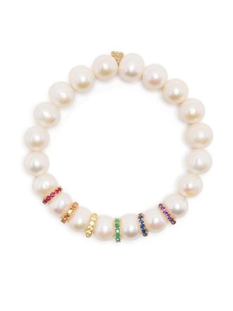 Sydney Evan 14kt yellow gold multi-stone pearl bracelet - White