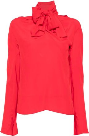 Rochas pussy-bow long-sleeve blouse - Red