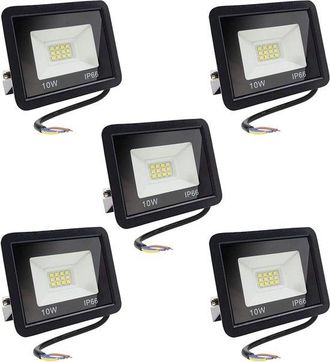 OEM Iluminaci&oacute;n Exterior De 10 W (5 Unidades), Focos Led, Iluminaci&oacute;n De Seguridad Impermeable Ip66, Con Cable De 25 Cm, Luz Blanca C&aacute;lida De 3000 K