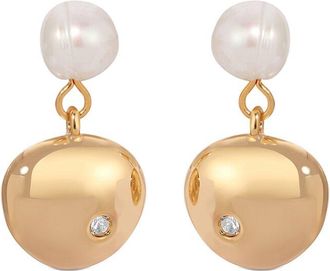 Ettika 18K Plated 3-4mm Pearl Stud Earrings