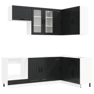 vidaXL Unit&agrave; Cucina Lucca 8 Pz Nero Legno Ingegnerizzato Vidaxl