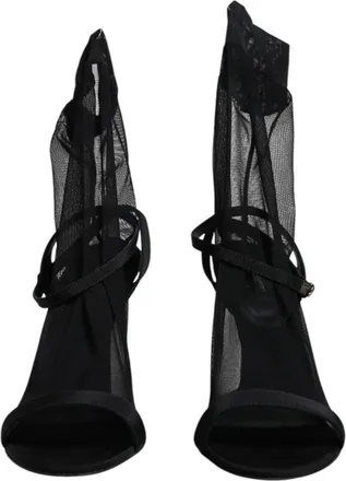 Dolce & Gabbana Black Tulle Stretch Heels Sandals Womens Shoes (Pre-Owned)
