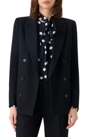 Akris Double Breasted Virgin Wool Tricotine Jacket in Black at Nordstrom, Size 12