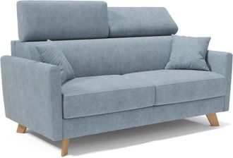 Divani.Store Divani.store - Francy Sofá cama con reposacabezas ajustables 160 cm (mat. 120x197) Azul Claro