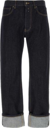 Alexander McQueen straight-leg cotton jeans - men - Cotton/Cotton/Polyester/Calf Leather - 50 - Blue