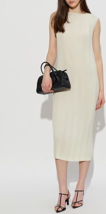 Issey Miyake Sleeveless Pleated Dress, Womens, Cream