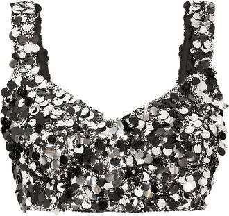Dolce & Gabbana Top crop con paillettes - Argento