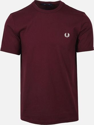 Fred Perry Mens FRED PERRY RINGER T-SHIRT OXBLOOD - Red/Purple - Size: 40