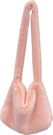 Generic Womens Plush Bags Plush Bag Ladies Messenger Bags Fashion Large Capacity Shoulder Simple Solid Color Female Handbags(Pink)