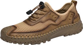 Generic Mens Leather Sneaker Shoes, Hiking Shoe Mesh Breathable Summer Shoes Slip-Resistant Trekking Shoe Comfortable Walking Trainers Hard Wearing Sneakers R