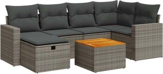 vidaXL Set De Sof&aacute;s De Jard&iacute;n 7 Pzas Con Cojines Rat&aacute;n Sint&eacute;tico Gris Vidaxl