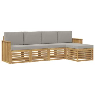 vidaXL Conjunto De Sof&aacute;s De Exterior 5 Uds. Blanco Y Gris Claro Vidaxl