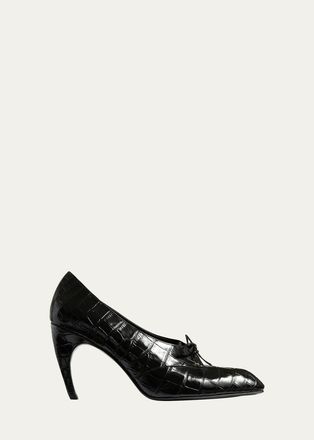 Khaite 85mm Colt Croc-Embossed Patent Leather Oxford Pumps