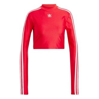 adidas (WMNS) adidas 3-Stripes Cropped Long Sleeve T-Shirt Asia Sizing Red White IR8132